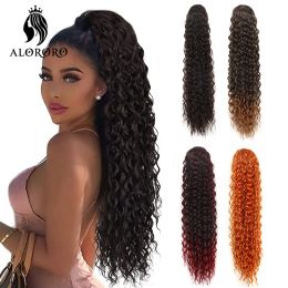 Ponytails Ponytails Synthetc Hair Long Kinky Curly Ponytail Afro Wave Drawstring Ponytail Clip In Hair Pony Tail Heat Resistan Hairpieces