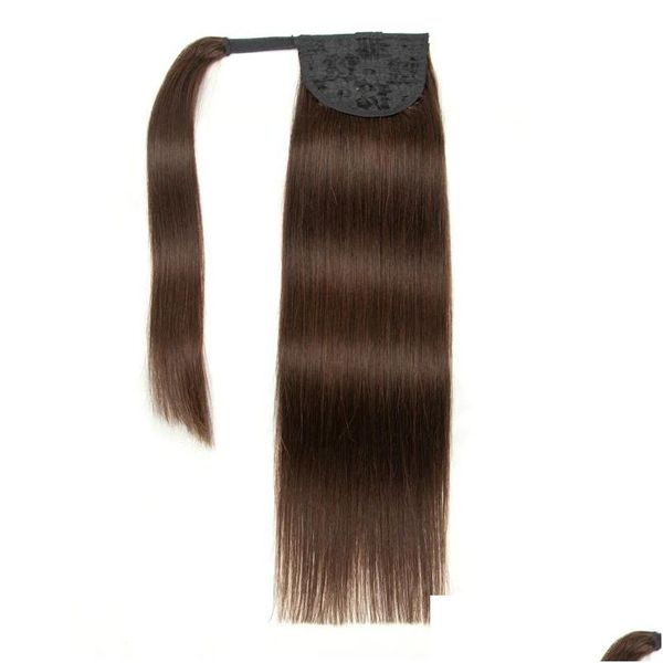 Cola de caballo Cabello natural real Extensiones humanas de cola de caballo Remy Clip en 12-24 pulgadas Extremos gruesos Productos de entrega de gota rubia Dhh09