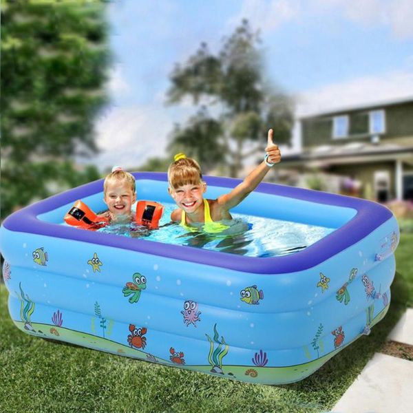 Piscine Accessoires 1.3M Piscines portables pour enfants Baignoire gonflable Baby Rectangulaire Natation Blow Up Kid Hard Plastique Eau Jouets