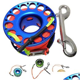 Accessoires de piscine 15m 20m 30m Scuba Diving Aluminium Alloy Bobin Finger avec un crochet en acier inoxydable