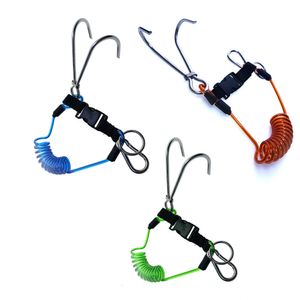 Zwembadaccessoires 316SS Reef Drift Hook Spring Anti-Lost Rope Double End Diving Hook met Spiral Coil Lanyard Scuba Current Reef Hook 230608