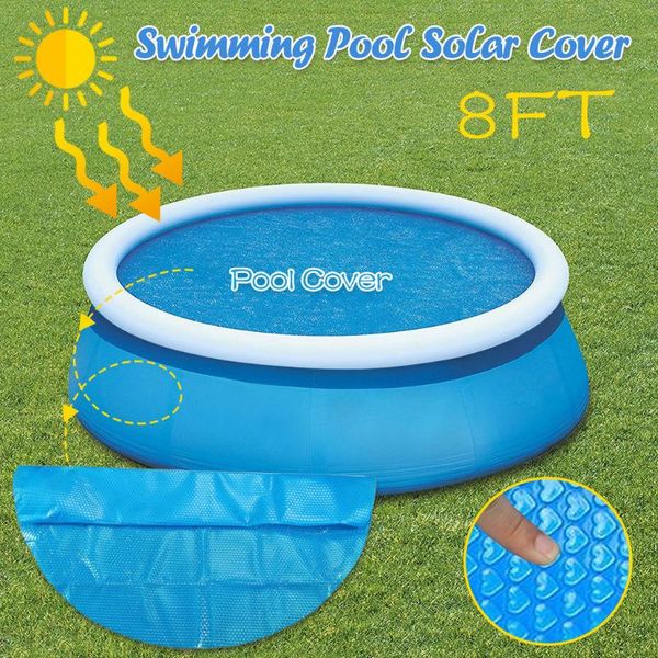 Accesorios para piscina, cubierta redonda de 8 pies, Protector para pies sobre el suelo, protección azul para natación, 240x240cm, tamaño grande para exteriores