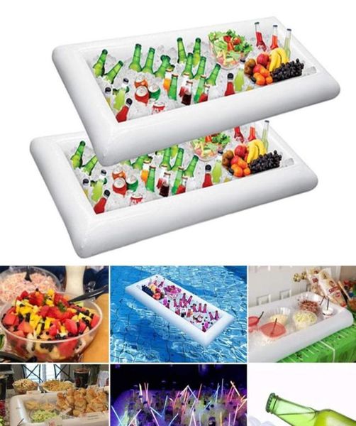 Accesorios de piscina Ensalada de buffet de hielo inflable Servicio de bandejas Soportador de bebidas Coolper BBQ Picnic Party Suministros FG664112963