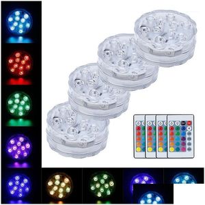 Zwembadaccessoires Op afstand bestuurbare Rgb Led-lamp Waterdichte zwembadverlichting Ip68 Dompelpompen Licht Speelgoed Onderwater Zwemmen Tuinfeest Decor Dh8N0