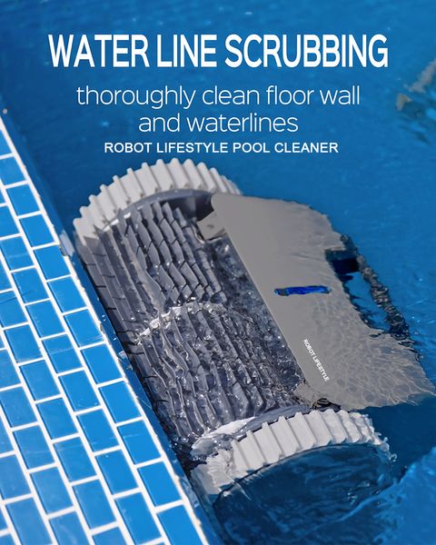 Nettoyeur de piscine Robot nettoyeur de piscine sans fil Contrôle par application sans fil Batterie lithium-ion 15 000 mAh 150 min Zone de nettoyage 120 m² Planification d'itinéraire pour PVC, mosaïque, ciment