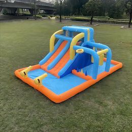 Pool gonflable Slide Park Kids Outdoor Play Play Play Play Water Play Center avec des glissements aquatiques