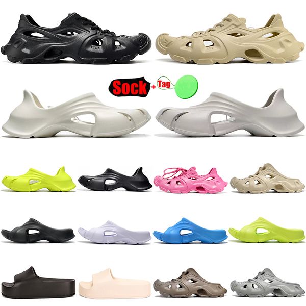 Piscina Molde Sandalias de diseñador Mujeres Hombres Chunky Slide Cerrado en Amarillo Negro HD Lace Up Beige Mocasines de goma Zapatos de playa de verano Zapatillas Diapositivas Sandalia famosa