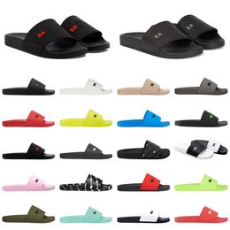 Pool Slide Men Women Designer Slippers Zomerzwembadglaasjes Zwart Groen Wit Koel Grijs Beige Blauw Zachtroze Geel Rood Foam Mens Rubberen Sandalen Parijs Schoenen Maat 35-45