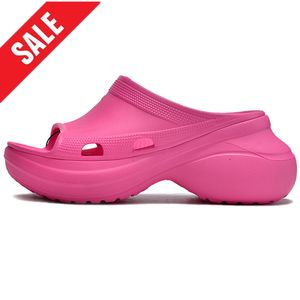 Zwembadschuif sandalen ontwerper Sandale roze zwart wit zandschuim rubberplatform dia