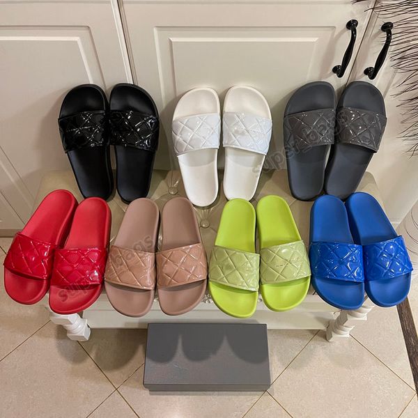 Piscina Slide Women Balenciaga Slippers Luxurys Designer Sandals 2021 Summer Beach Diamond Plaid Flat Jelly ANTILP Shoes 35 a 45