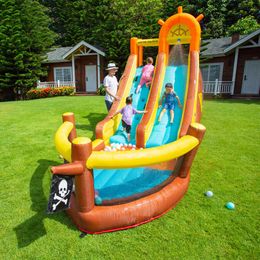 Zwembad waterschuif te koop opblaasbare glijbaan met spray klimmen voor kinderen buitenspel plezier in tuin achtertuin piraten schip thema super glijdende speelgoedpark amusement