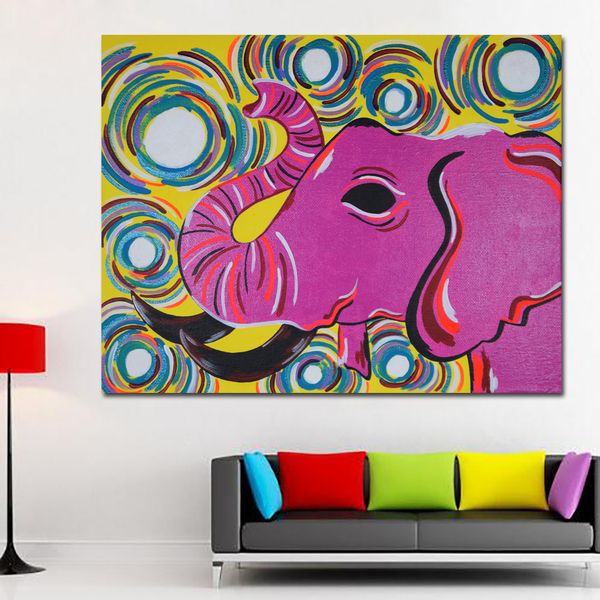 Pop Art-pintura al óleo de paisaje de animales, elefante rojo indio, impresión HD, lienzo, imagen de pared para decoración de carteles para el salón