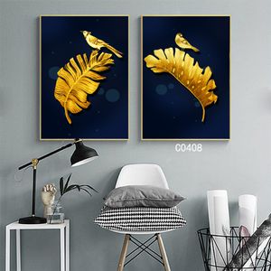 Pop Art Posters Abstract Paintings Plantbladeren en vogel afgedrukt op canvas print foto's voor woonkamer moderne kunst thuisdecor c 0408-09