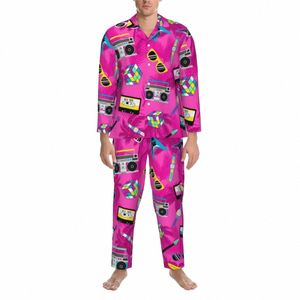 Pop Art Print Pyjama Set Herfst Ne Roze Trendy Jaren '80 Zacht Slaapkamer Nachtkleding Paar 2 Stuks Los Oversized Design Home Suit S9Sy #