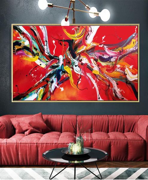 Arte pop línea roja lienzo impreso pintura abstracta imágenes artísticas de pared para sala de estar cuadros modernos drop3051370