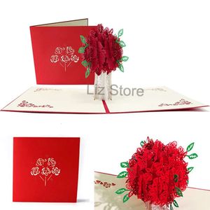 POP -kaarten Groet 3d Rose Up verjaardag Valentijnsdag Gefeliciteerd Huwelijksuitnodiging Thanksgiving Groeten Card Th0784 S