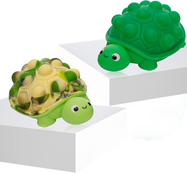 Pop Fidget Toys 3D Tortuga de silicona Push Bubbles Juguete sensorial Bola de estrés Ansiedad Juego para aliviar el estrés para autismo Regalo de educación temprana