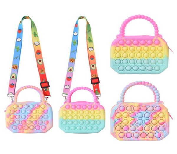 POP IT BAG Hands Hands Toys Silicone Bubble Push Crossbodybody Reliver Autism dames Bolsa Children Coin Pouch Purse Gifts2793723