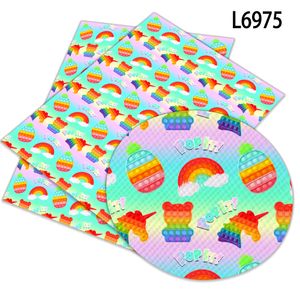 Pop it patroon regenboog push bubble speelgoed faux lederen gedrukt 22x30cm voor haar boogtassen schoenen ambachten materiaal