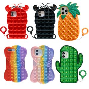 Pop It Push Bubble Phone Cases Alivio del estrés Silicone Fidget Toy Wedding Party Christmas Reunion Juego Regalos