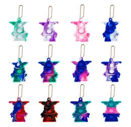 Pop zijn fidget Toys Keychain Key Ring Simple Sensory Push Bubble Decompression speelgoed Stress Reliever Kleurrijk dierontwerp C4109818