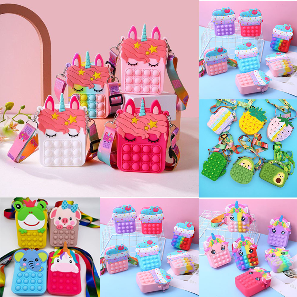 Pop Purse Fidget Toys Pop Shoulder Bag Stress Angst Relief Toy Fidgets Package Gift For Kids