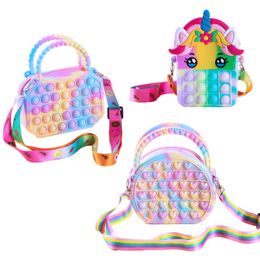 Pop Purse Silicone Sensory Push Pop Bubble Bag Crossbody Tas Tas Toistress Toys Reliver Autism Handtas Munt Pouch voor kinderen