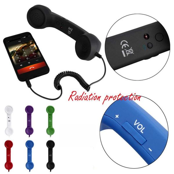 POP Retro Auricular Teléfono a prueba de radiación Receptor de teléfono clásico para iPhone Teléfonos celulares móviles DHL FEDEX EMS ENVÍO GRATIS