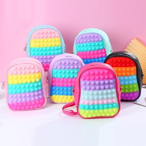Pop Schoolbags Creative Children's Bubble Toys Mochilas PU Leather Large Double Shoulder Bags