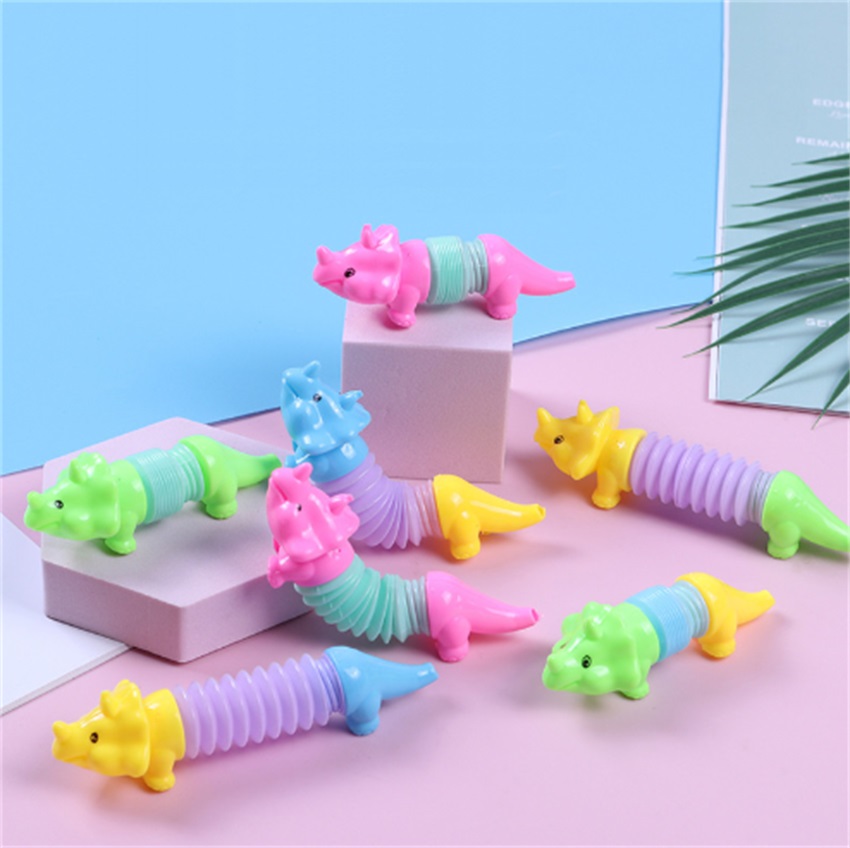 Pop Tube Dinosaur Telescopic Tube Toys Vent Decompression Animal Telescopic Stretching Tube Children Versatile Developmental Toys