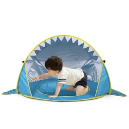 Tente pop-up baby plage avec piscine de baignade de requin portable tente de refuge de soleil avec upf uv 50child Protection 240514