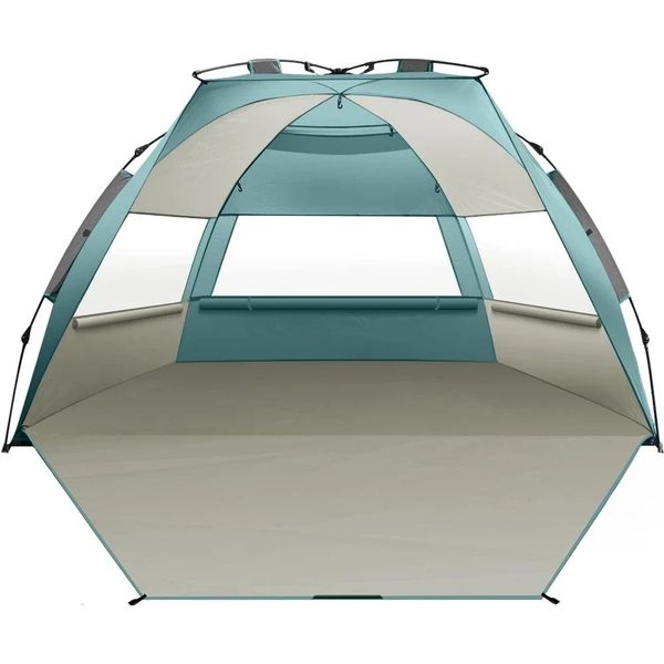 Tente de plage pop-up pour 4 personnes Installation facile et ombre portable couture abri de soleil avec upf 50 uv protection familiale tente 240416