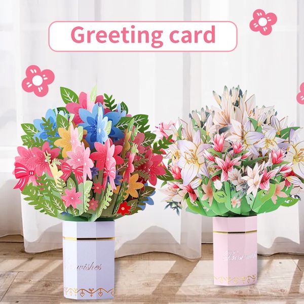Carte de voeux de bouquet de fleurs pop-up pour les cartes pop-up de fleur de papier maman cartes pour la fête des mères cartes d'anniversaire 3d pour femmes