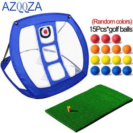Pop Up Golf Chipping Net Indoor Outdoor Hitting met mat en golfballen voor Indoor Achtertuin Oefen Swing Game 240228