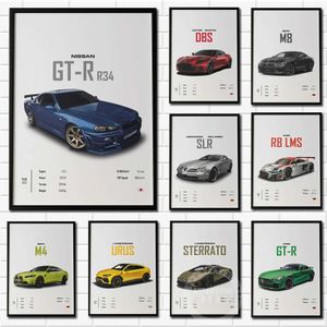 Pop Wall Art Supercar MODERNE MODERNITION TOLVAS PEINTURE D'HUILE APPOSTES ET IMPRESSIONS CONDITS DE CHAMBRE DE CHAMBRE ET DE SOII J240505 J240505