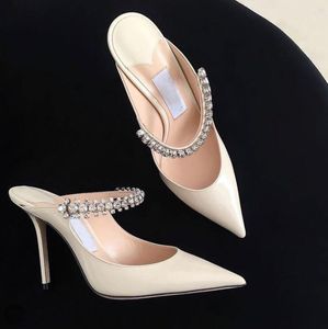 Pop femme sandales pantoufle dames Bing pompes marques de luxe femmes talons hauts cristaux bride à la cheville robe de mariée avec boîte EU34-43