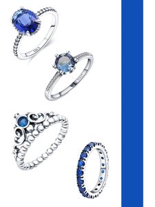 2022 Populaire 925 zilveren ringen blauw vermiculiet stroomopwaarts mevrouw Pandora sieradenring gratis groothandel transport