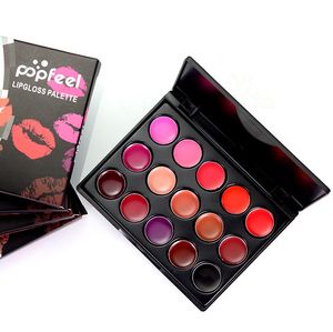 POPFEEL 15 couleurs/ensemble femmes hydratant longue durée brillant à lèvres Palette filles nu cosmétique maquillage rouge à lèvres outils en stock dhl