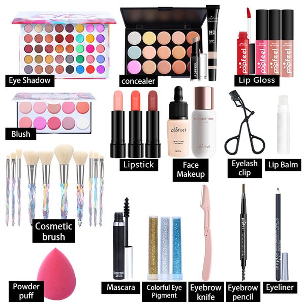 Ensembles de maquillage POPFEEL ALL IN ONE pour fille nouvelle arrivée 20 styles différents kit cosmétique complet professionnel