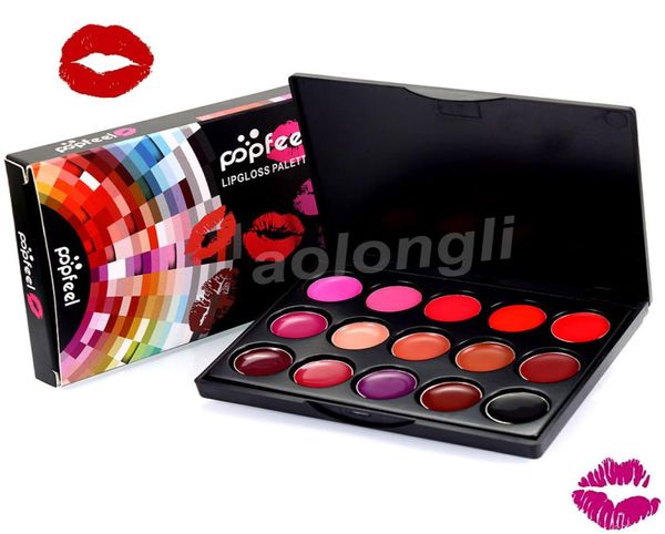 Popfeel Lip Gloss 15 colores Mini Lipgloss Paleta de maquillaje modificar los labios Color desnudo Rojo Púrpura Rosa Hidratante Brillo de labios paleta 5124982