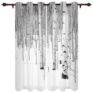 Cortina de ventana con cenefa de nieve de árbol de álamo para sala de estar, dormitorio, cocina, hogar, decoración coreana para jóvenes 240109