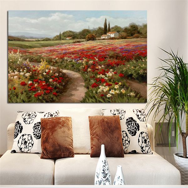 Peupliers Poppy Fields Peinture par Claude Monet Peinture à l'huile impressionniste sur toile Affiches et impressions Wall Art Picture for Living Room