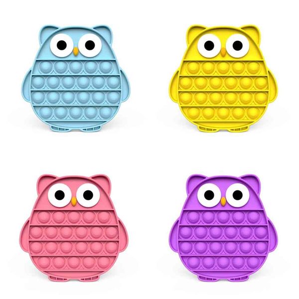 Poppers Fidget Toys Simple Push Bubble Enfants Anti Stress Conseil De Décompression Squeeze Jouet Hibou De Bande Dessinée Soulager Augmenter La Mise Au Point H47UZ68