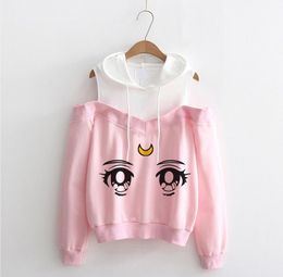 Popualr cartoon vrouwen sexy off schouderkapsels kawaii meisjes lente herfst tops cosplay harajuku anime off schouder sweatshirts 220815