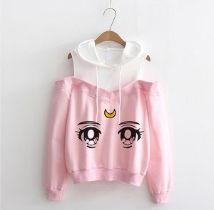 Popualr Cartoon Femmes Sexy Hors Épaule hoodies Kawaii Filles Printemps Automne Tops Cosplay Harajuku Anime Hors Épaule Sweats 220815