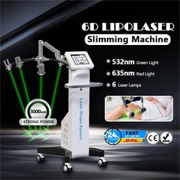 Populaire 6D lipo laser lichaam afslankte krachtig direct effectieve schoonheidsmachine 532 nm groen licht koud lipolaser vetverlies verminderen cellulitis