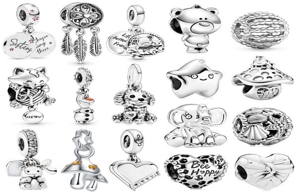 Pendentif en argent Sterling 925 populaire, mignon, étoile, chat, éléphant, champignon, pour Bracelet à breloques Original, bijoux pour dames, 2982641