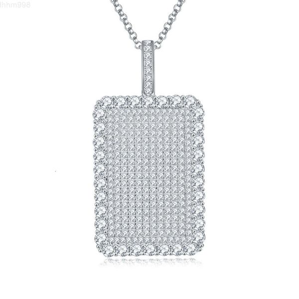 Populaire 925 STERLING Silver Pendant Pass Tester Moister Moissanite Entièrement glacé Cluster Dog Tag Pender