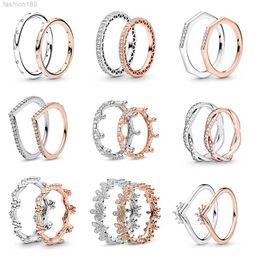 Populaire 925 Sterling Silver Compated Rings Sparkling Bow Knoop stapelbare kubieke zirkonia vrouwen mannen geschenken pandora sieraden specials