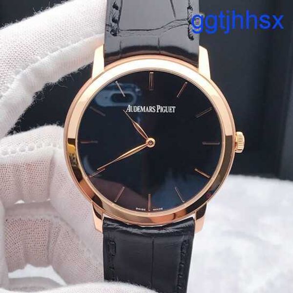 Popular AP Wall Watch 18K Rose Gold Mechanical 41 mm Black Dial Mens 15180or.oo.a002cr.01 Crocodile de cuero Correa